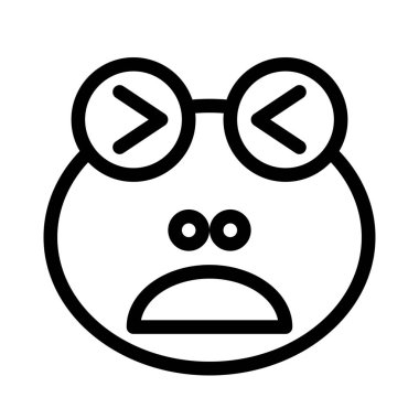 Kurbağa surat asıyor, ağzı açık ve şaşı.