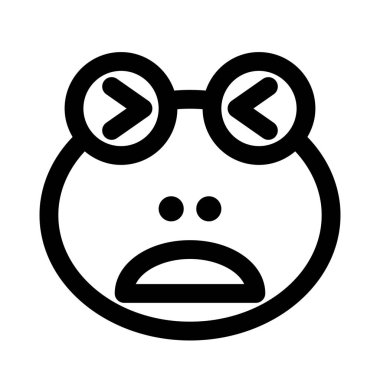 Kurbağa surat asıyor, ağzı açık ve şaşı.