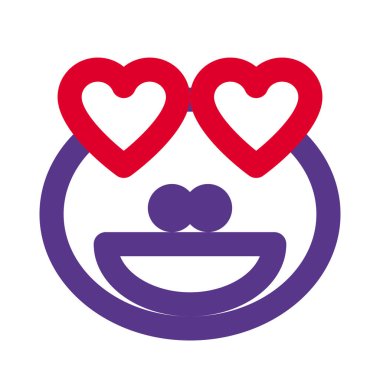 Mutlu, romantik, sırıtan, kalp gözlü kurbağa