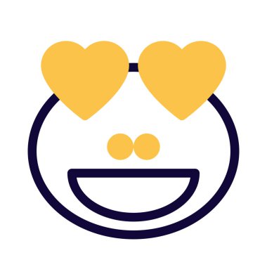 Mutlu, romantik, sırıtan, kalp gözlü kurbağa