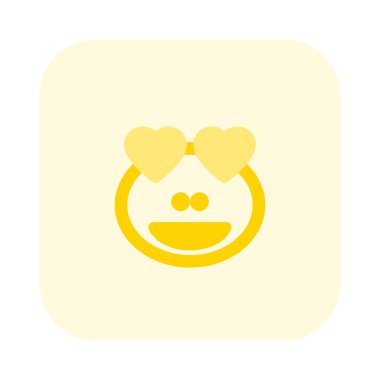 Mutlu, romantik, sırıtan, kalp gözlü kurbağa