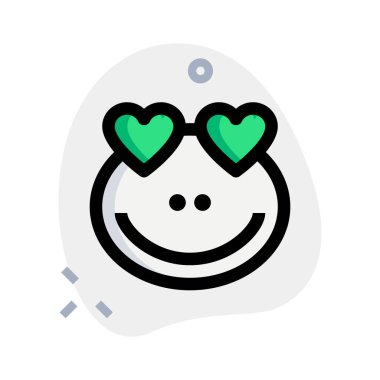 Aşık kalp gözlü romantik kurbağa emojisi