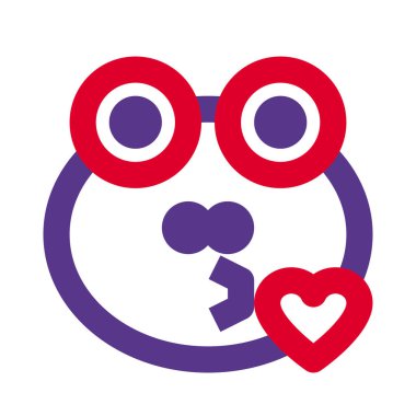 Kurbağa öpücükle görsel temsil simgesi üflüyor.