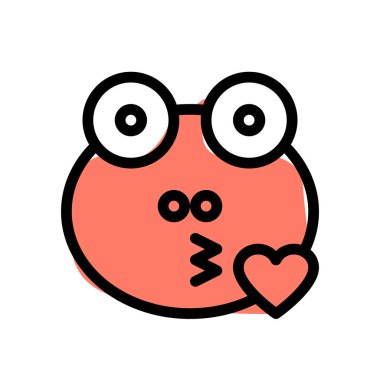 Kurbağa öpücükle görsel temsil simgesi üflüyor.