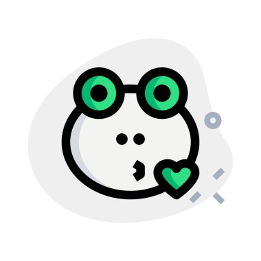 Kurbağa öpücükle görsel temsil simgesi üflüyor.