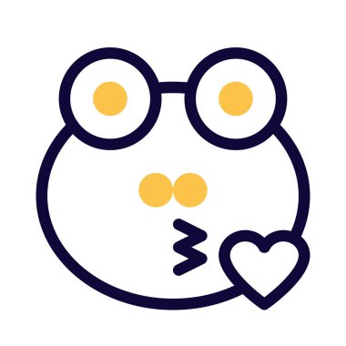 Kurbağa öpücükle görsel temsil simgesi üflüyor.