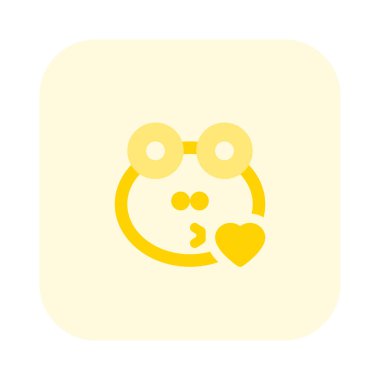 Kurbağa öpücükle görsel temsil simgesi üflüyor.