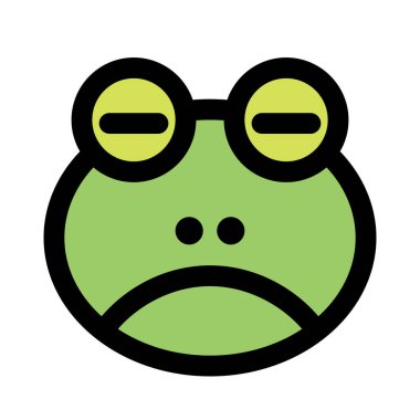 Üzgün yüz kurbağası, gözleri kapalı emoji.
