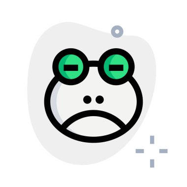 Üzgün yüz kurbağası, gözleri kapalı emoji.