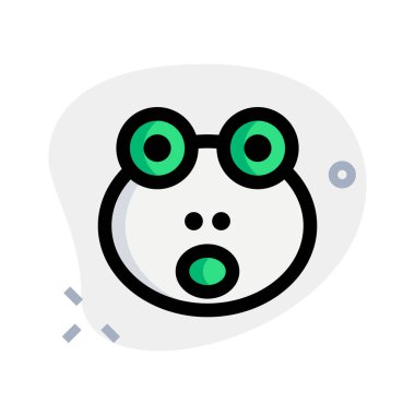 Ağzı açık kurbağa yüz ifadesi.