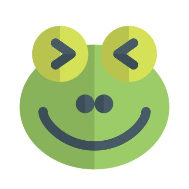 Kurbağa şaşı ve sırıtan gözler yüz ifadesi.