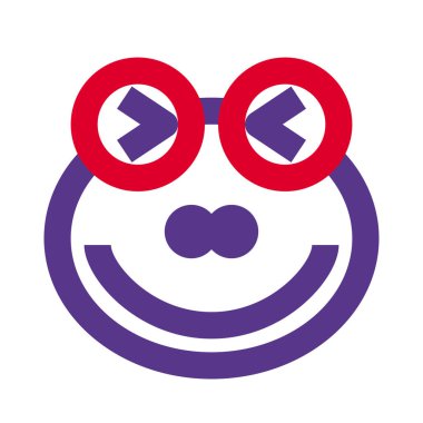 Kurbağa şaşı ve sırıtan gözler yüz ifadesi.