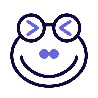 Kurbağa şaşı ve sırıtan gözler yüz ifadesi.