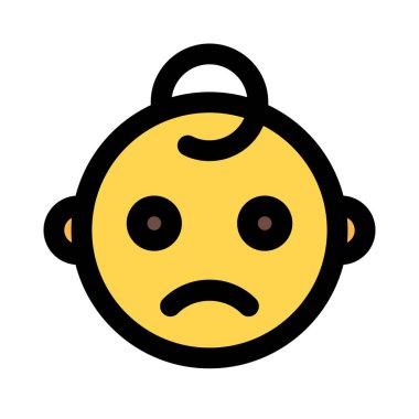 Üzgün surat ifadeli somurtkan bebek.