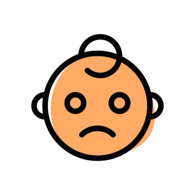 Üzgün surat ifadeli somurtkan bebek.