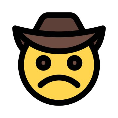 Şapkalı bir kovboyun somurtkan yüzü.