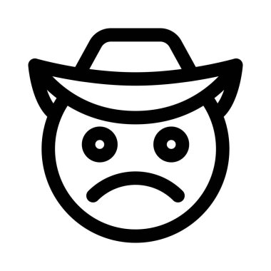 Şapkalı bir kovboyun somurtkan yüzü.