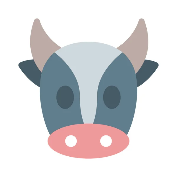 長い角と長い角を持つ牛の顔 — ストックベクタ