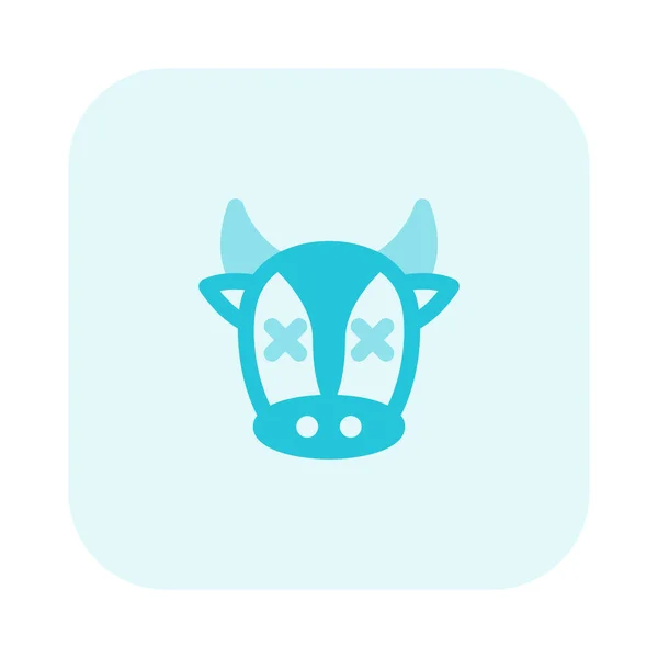Kráva Oběma Očima Zkřížené Emoji Sdílené Internetu — Stockový vektor