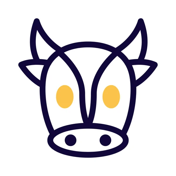 Cow Face Long Horns Long Hornd — стоковый вектор