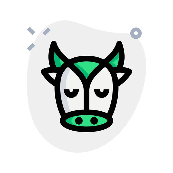Cara Pensativa Triste Vaca Representación Pictórica Emoji — Archivo Imágenes Vectoriales