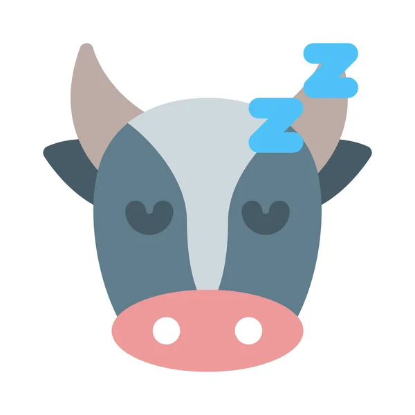 Sleeping Cow Long Horns Emoticon Pictorial Representation — ストックベクタ