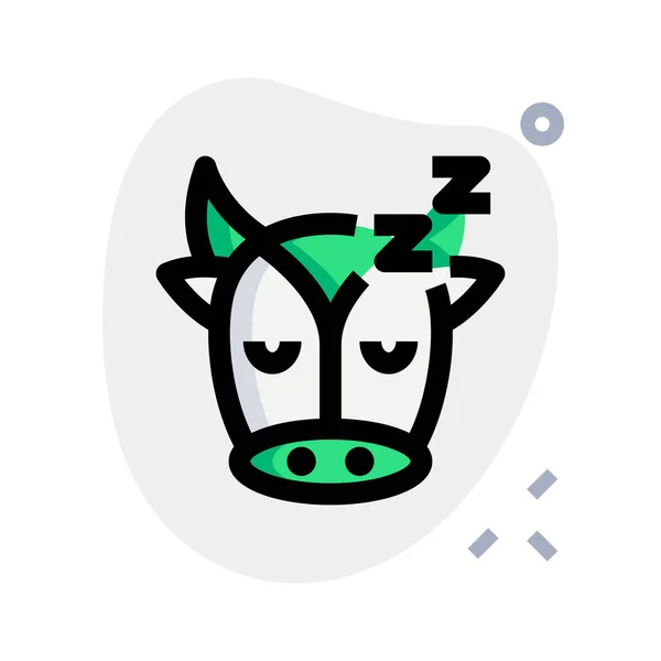 Vaca Adormecida Com Chifres Longos Emoticon Representação Pictórica — Vetor de Stock