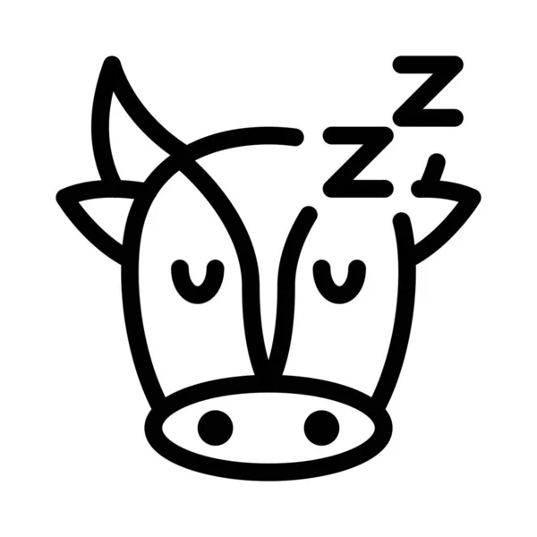 Vaca Adormecida Com Chifres Longos Emoticon Representação Pictórica —  Vetores de Stock