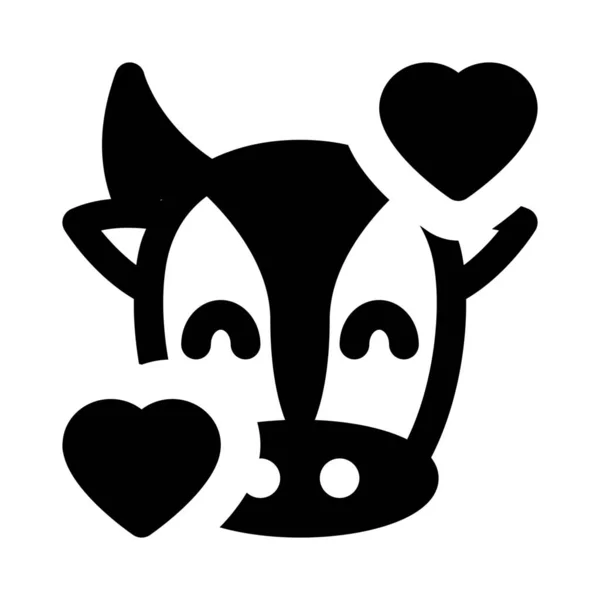 Bonne Vache Avec Des Cœurs Tournant Autour Emoji — Image vectorielle