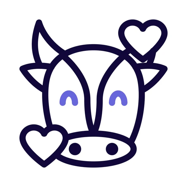 Vaca Feliz Con Corazones Girando Alrededor Emoji — Vector de stock
