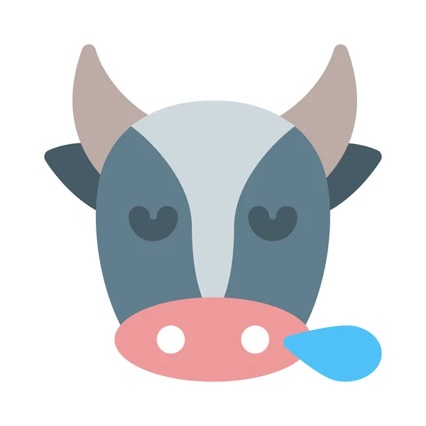 Unavená Kráva Tvář Emoji Kapkou Potu — Stockový vektor