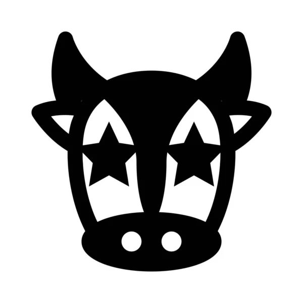 Estrella Pegada Los Ojos Del Emoticono Vaca Domisticada — Vector de stock