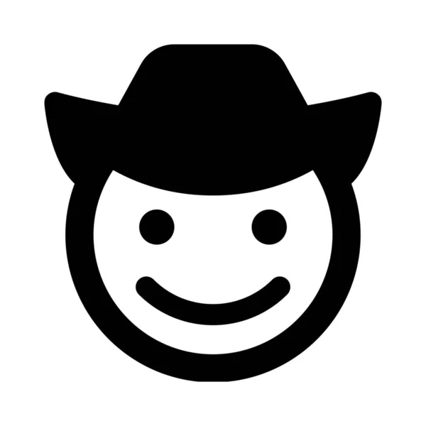 Uśmiechnięty Twarz Wyraz Kowboj Miał Używany Instant Messenger — Wektor stockowy