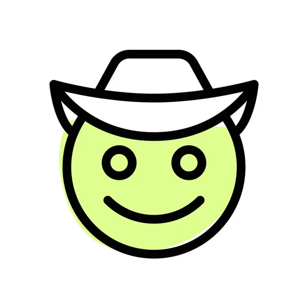 Smiling Facial Expression Cowboy Had Used Instant Messenger — Stock Vector