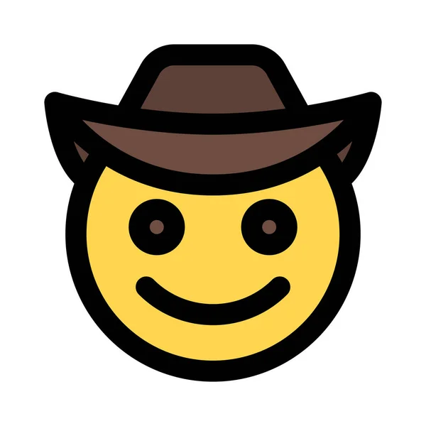 Smiling Facial Expression Cowboy Had Used Instant Messenger — 스톡 벡터