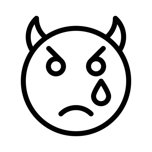 Visage Diable Avec Des Cornes Emoji Pleurer Avec Des Larmes — Image vectorielle
