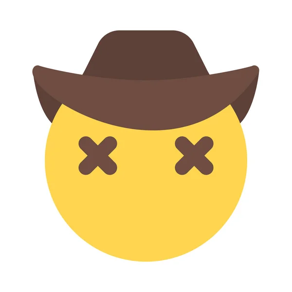 Cowboy Com Chapéu Olhos Cruzados Assemelhando Emoji Morto —  Vetores de Stock