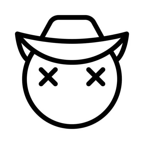Cowboy Hat Eyes Crossed Resembling Dead Emoji — Stock Vector