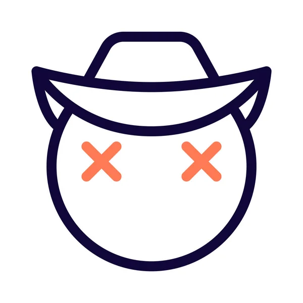 Cowboy Mit Gekreuzten Hutaugen Ähnelt Totem Emoji — Stockvektor