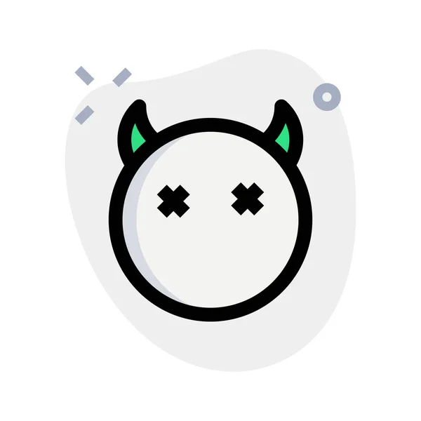 Devil Horns Crossed Resembling Dead Emoji — Stock Vector