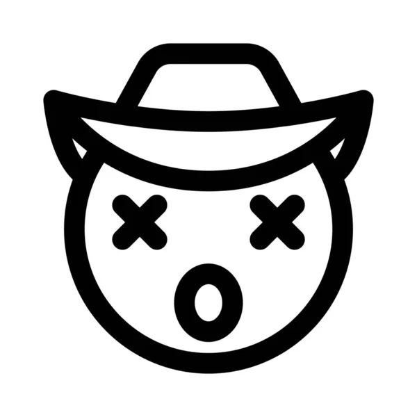 Dizzy Emoji Expression Cowboy Hat Mouth Open — ストックベクタ