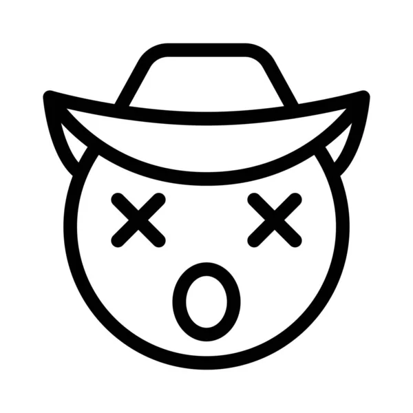 Expressão Emoji Tonto Com Chapéu Cowboy Boca Aberta —  Vetores de Stock