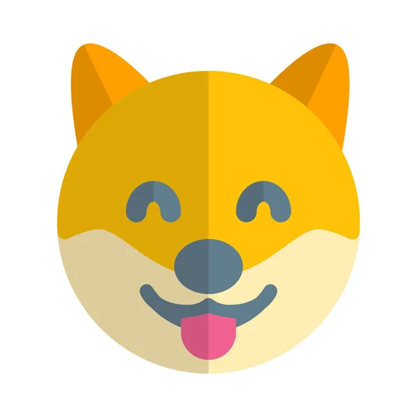 Joyeux Sourire Visage Chien Avec Les Yeux Fermés Emoji — Image vectorielle