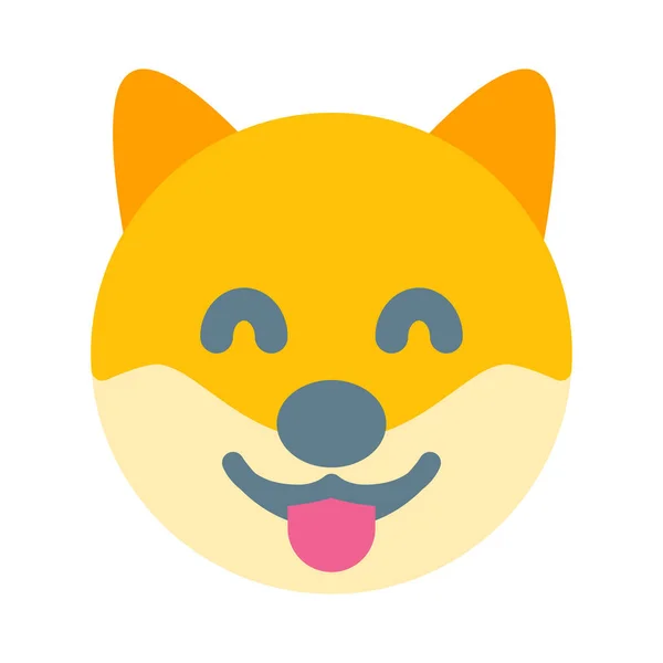 Happy Smiling Dog Face Eyes Closed Emoji — ストックベクタ