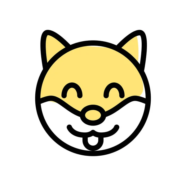 Szczęśliwa Uśmiechnięta Twarz Psa Zamkniętymi Oczami Emoji — Wektor stockowy