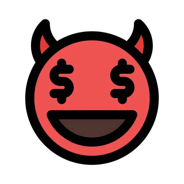 Dollar Yeux Gourmand Diable Expression Faciale Emoticon — Image vectorielle
