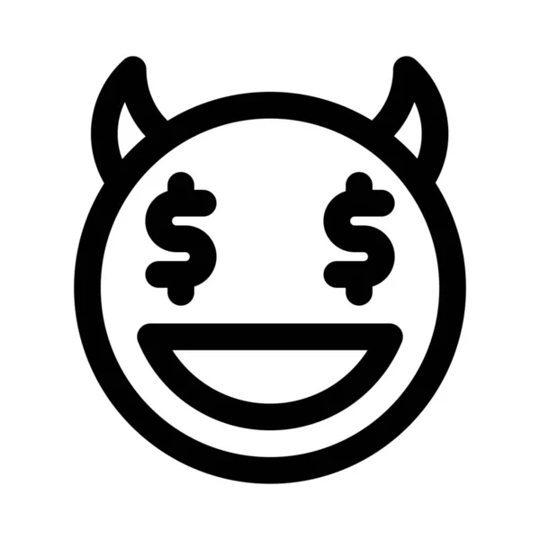 Dollar Yeux Gourmand Diable Expression Faciale Emoticon — Image vectorielle