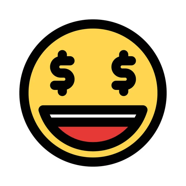 Expression Faciale Gagnante Loterie Avec Symbole Dollar Dans Les Yeux — Image vectorielle
