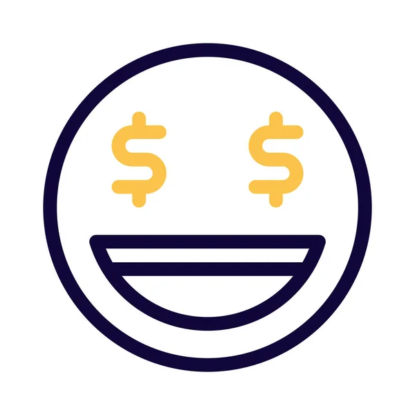 Expression Faciale Gagnante Loterie Avec Symbole Dollar Dans Les Yeux — Image vectorielle