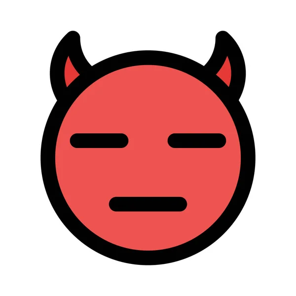 Ausdrucksloser Teufel Mit Horn Emoji — Stockvektor